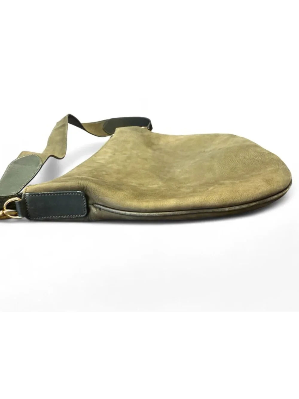 Gucci Vintage 80s Leather Nubuck Suede Half Moon Shoulder Bag